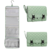 Relavel travel hanging toiletry bag in green front view offering spacious interior for organized packing