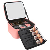 Relavel travel makeup bag with LED mirror open for on-the-go routines