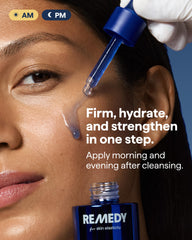 Remedy Science ingredients label close-up showing peptides and hydrators for firmness