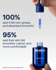 Remedy Science gel-serum texture close-up demonstrating lightweight, fast-absorbing hydration