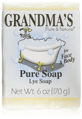Remwood Grandma's Pure Lye Soap Bar 4-pack box for economical unscented cleansing.