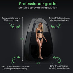 Reneebeautytan spray tan tent clear window interior enhances visibility during application