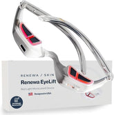 Renewa EyeLift wearable glasses design rests on face for under-eye refreshment.