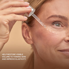 Renewa Skin AgeDefy Niacinamide 5% serum applied to cheek demonstrates hydration