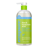 Renpure Kiwi Hyaluronic Body Wash pump bottle shows recyclable packaging for easy hydration