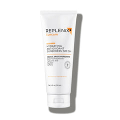 Replenix Antioxidant Hydrating Sunscreen bottle showing mineral SPF protection
