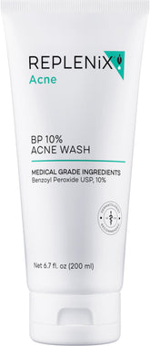 Replenix BP Acne Face Wash bottle-front showing pore-cleansing action.