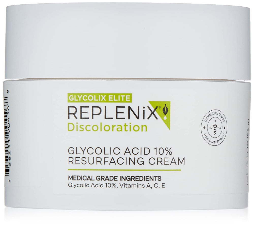 Replenix Glycolic Acid 10% cream bottle-front for daily resurfacing and smoother skin