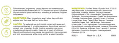 Replenix Glycolic Acid 10% cream label close-up highlighting exfoliation and antioxidant protection