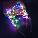 REQO 10 piece cat ears headbands set glowing LED party accessory
