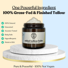 Reroot Organics Naked Tallow Balm application on the face for gentle moisture.