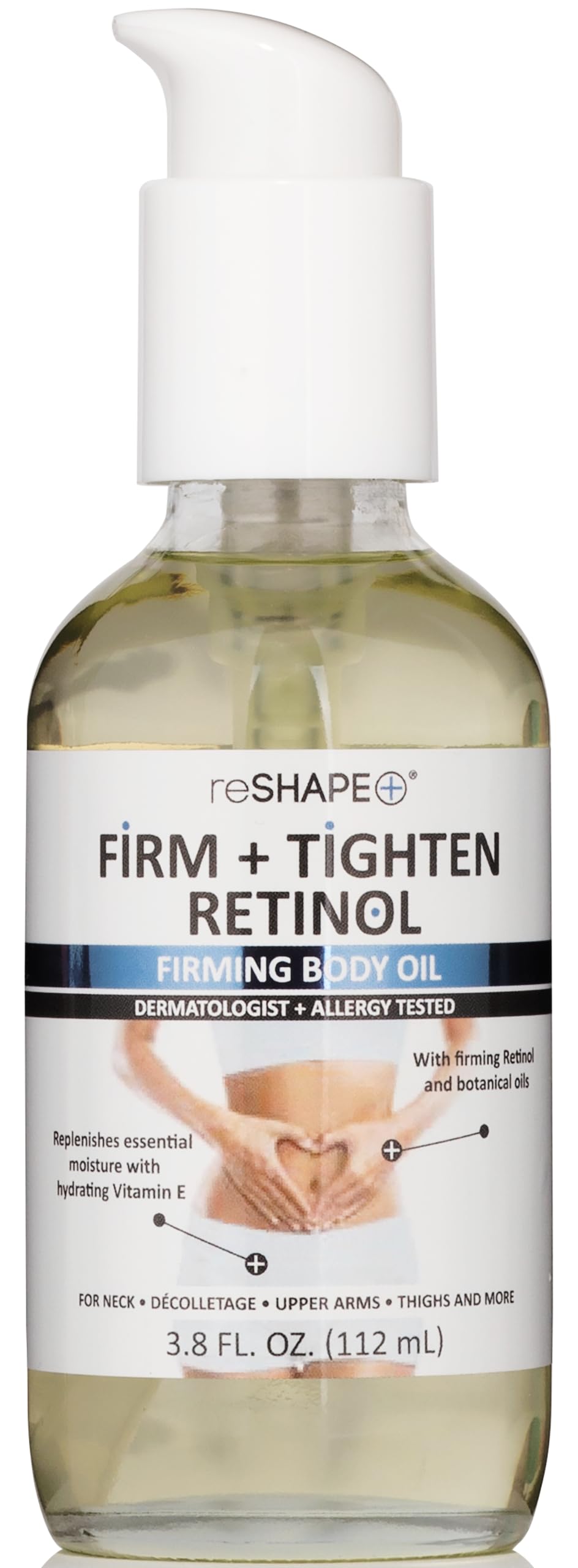 Reshape+ Retinol Firming Body Oil bottle delivering deep hydration for smoother, firmer-looking skin.