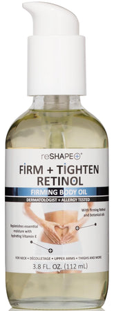 Reshape+ Retinol Firming Body Oil bottle delivering deep hydration for smoother, firmer-looking skin.