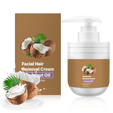 ROSINO coconut oil facial hair removal cream tube demonstrates gentle depilation for smooth skin