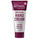 Retinol anti-aging hand cream packaging signals premium USA-made care for softer hands