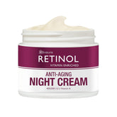 Retinol LIVAURA night cream jar on dresser for overnight renewal.