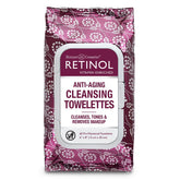 Retinol LIVAURA towelettes front-pack angled for on-the-go cleansing and makeup removal.