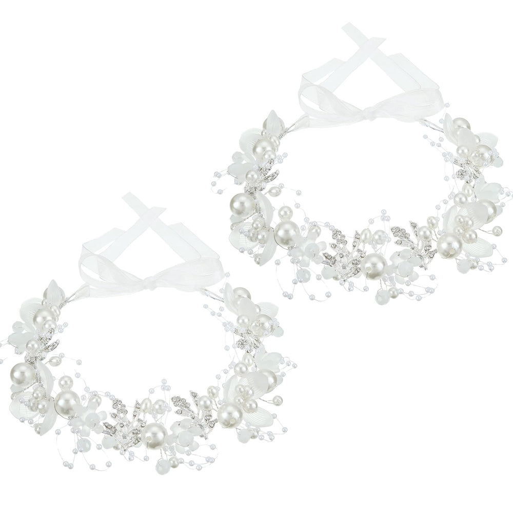 Retrowavy 2pcs flower headbands in silver for girls add wedding day sparkle.