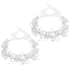 Retrowavy 2pcs flower headbands in silver for girls add wedding day sparkle.