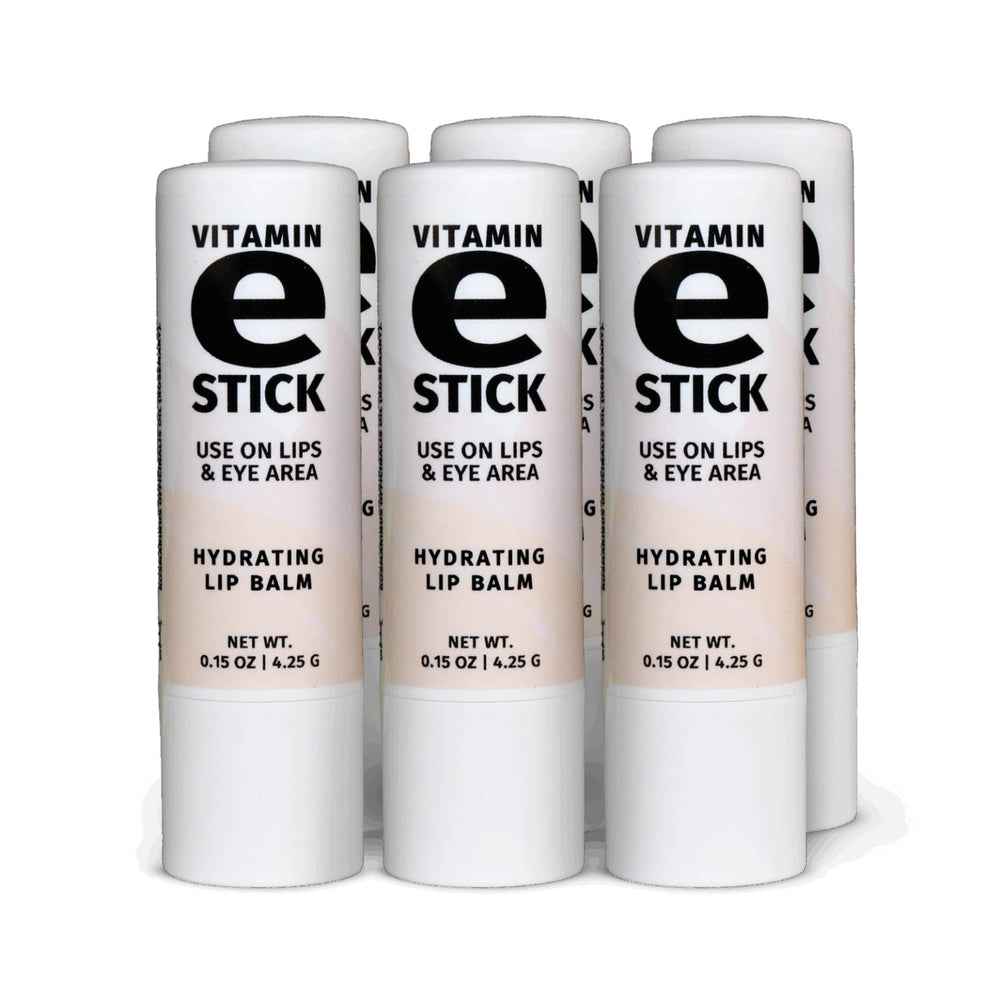 Reviva Labs Vitamin E Stick on lips delivering hydration with a subtle natural gloss.