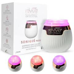 Revive Light Therapy Soniqué Mini front view showcases compact at-home skincare tool for daily use.