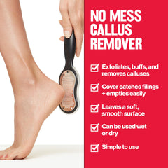 Revlon Callus Remover used dry for quick touch-ups on dry skin areas.