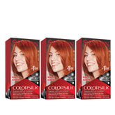 Revlon Colorsilk bright auburn pack and bottle for vibrant color at home.