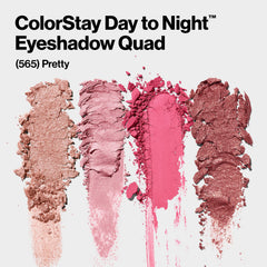 REVLON ColorStay Day to Night Eyeshadow Quad swatches on skin demonstrate buildable payoff.