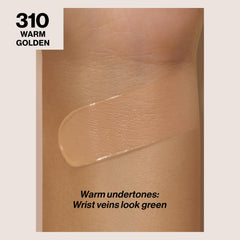 REVLON ColorStay foundation 310 Warm Golden swatch shows true shade match with longwear coverage.
