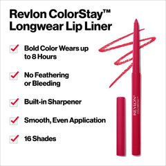 Revlon ColorStay lipliner built-in sharpener pictured for convenient on the go definition