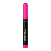 Revlon ColorStay Matte Lite Crayon Mile High swatch on packaging shows bold, long lasting color.
