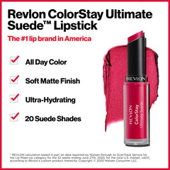 Revlon ColorStay Ultimate Suede application closeup reveals velvet lip texture