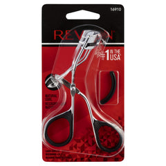 Revlon Eyelash Curler packaging shows compact design for on-the-go curling.