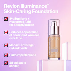 Revlon Illuminance foundation swatch 317 Tan Sand shows natural medium coverage.