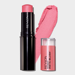 Revlon Insta-Blush Stick Candy Kiss swatch highlights sheer color and blendable formula.