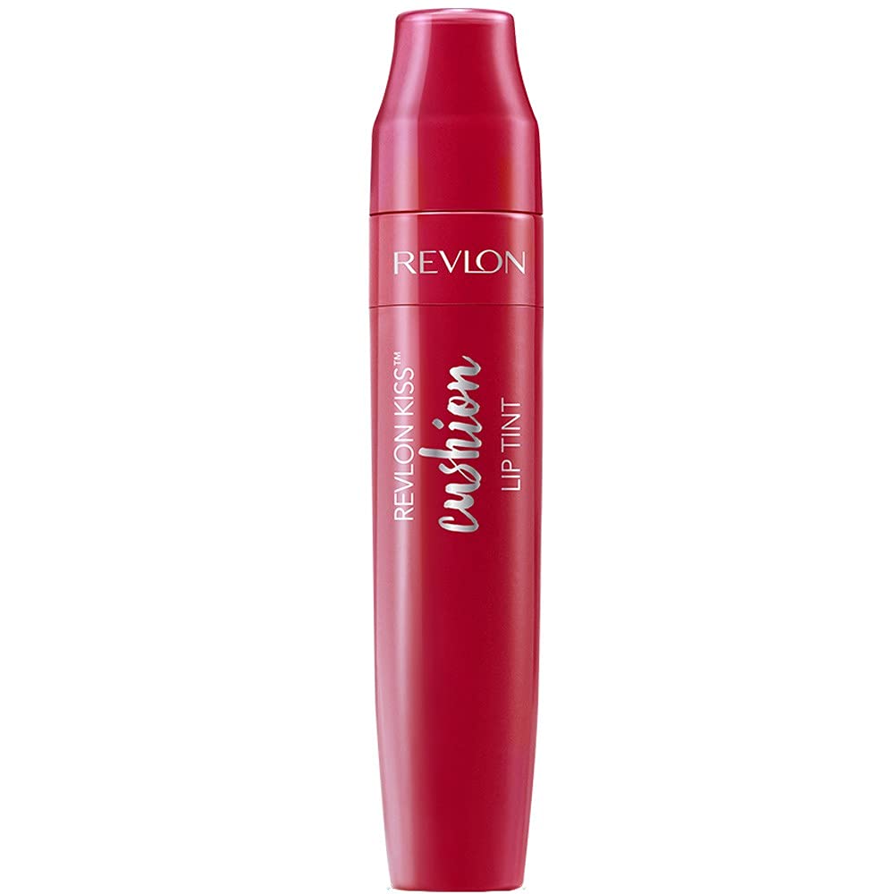 Revlon Kiss Cushion Lip Tint Crimson Feels application close-up showing buildable color.