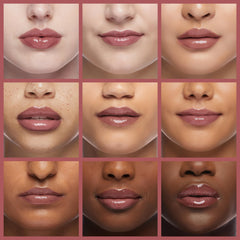 REVLON Glossed Up Rose lipstick application close-up showing glassy color and hydration