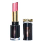 REVLON Lipstick 021 So Sleek Pink swatch showcases glass shine color for a radiant daytime look.