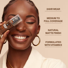 Revlon Liquid Foundation application close-up demonstrates easy blend and buildable coverage.
