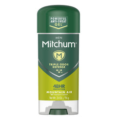 REVLON Mitchum Mountain Air bottle front view shows clear gel for a dry feel.