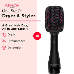 REVLON One-Step heat settings showing low, high, and cool shot for versatile styling options.