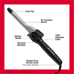 Revlon Perfect Heat curling iron 6ft swivel cord enables easy movement
