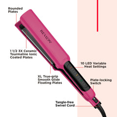 REVLON Smooth Brilliance heat settings display shows precise control for all hair types.