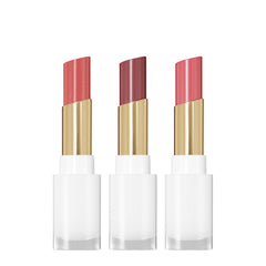 REVLON Glass Shine Balm Honey Shine swatch shows hydrating coral-rose glow for daily radiance.