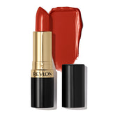 REVLON Super Lustrous Lipstick Extra Spicy closeup shows rich color payoff for confident daytime wear.