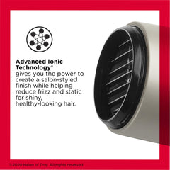 REVLON Turbo Hair Dryer with ionic technology demonstrates frizz control in action.