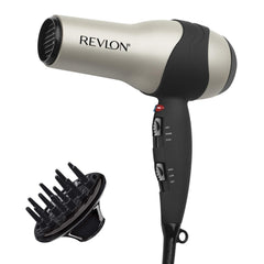 REVLON Turbo Hair Dryer silver angled view for fast, stylish drying.