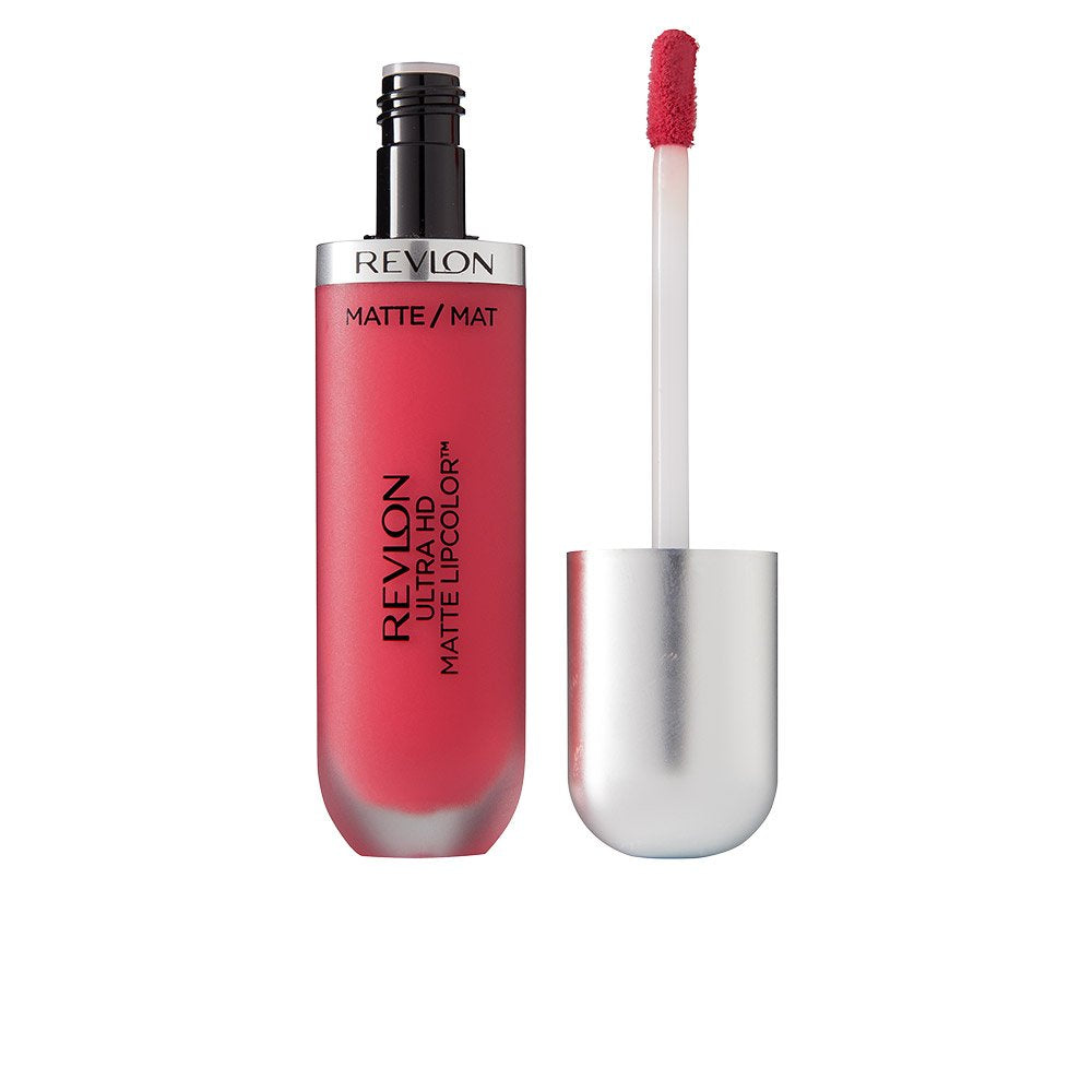 Revlon Ultra HD Matte Lipcolor application closeup demonstrates precise, plush-glide lip color.