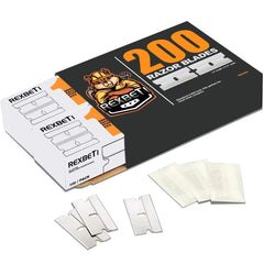 REXBETI 200pcs blades in rust-protection wrap for durable scraping tasks.