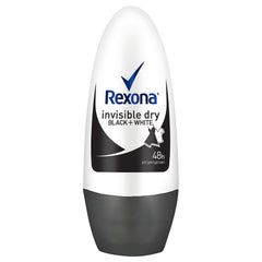 Rexona Women roll-on invisible-dry bottle demonstrates portable 50ml packaging for daily protection.